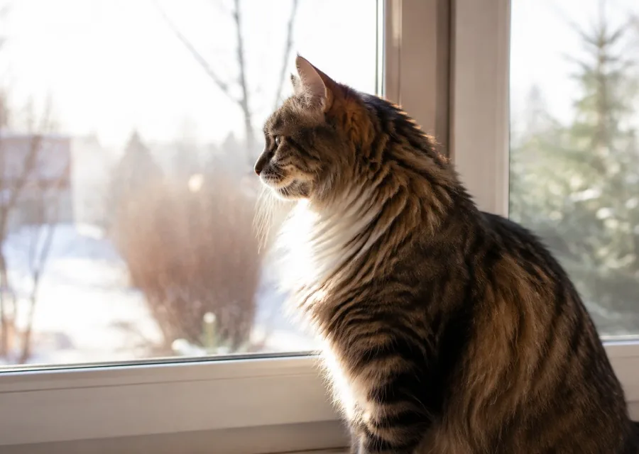 Katze sitzt am Fenster